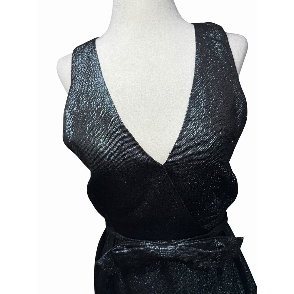 Parker Claudette Metallic Shimmer Fit & Flare Cocktail Dress - Size S Gunmetal - Picture 6 of 10